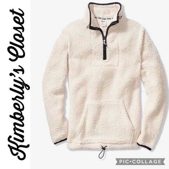 ❤️PINK Victoria’s Secret❤️ Sherpa Quarter Zip - Picture 1 of 11